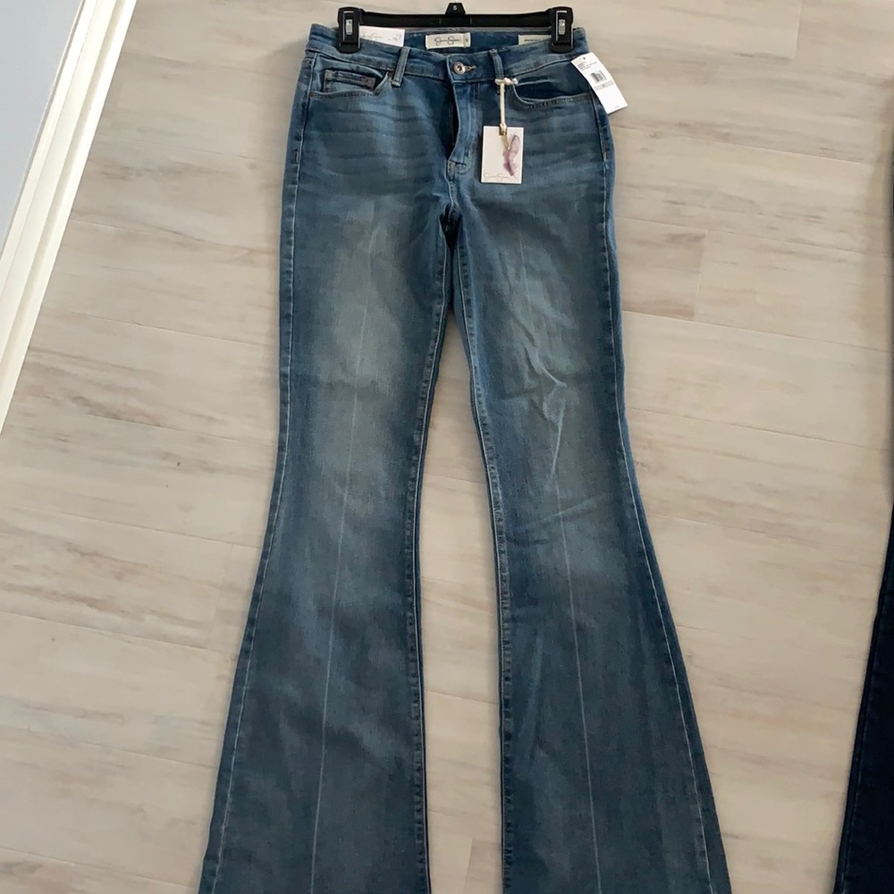 Jessica Simpson high rise flare jeans.
